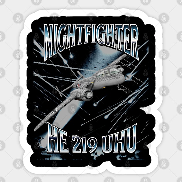 WW2 Airplane HE-219 World War Two Night Fighter Pilot Sticker by woormle